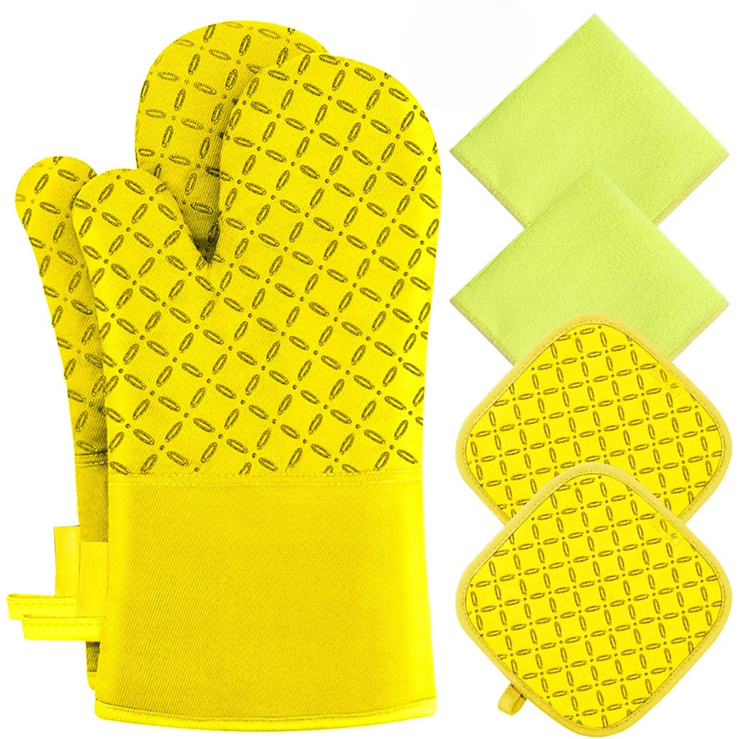 6-Piece Heat-Resistant Oven Glove and Pot Holder Set