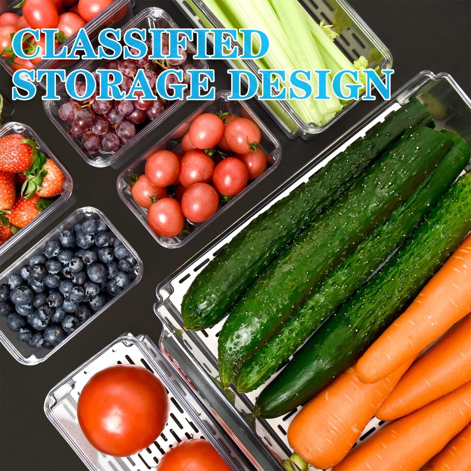 Stackable Fridge Organiser Set with 10 Containers - FridgeMaster