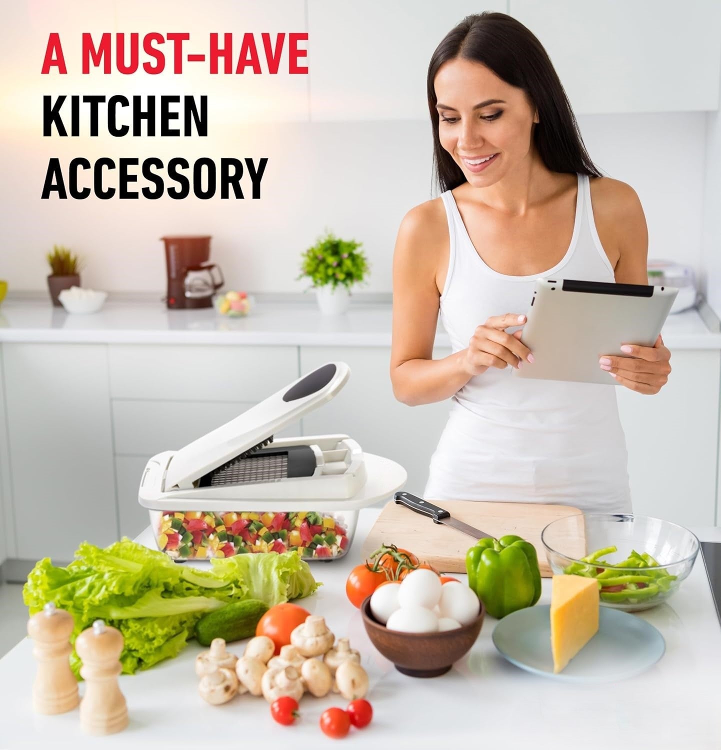 10-in-1 Vegetable Slicer with 8 Blades – Quick Cutting, Chopping, and Grating!