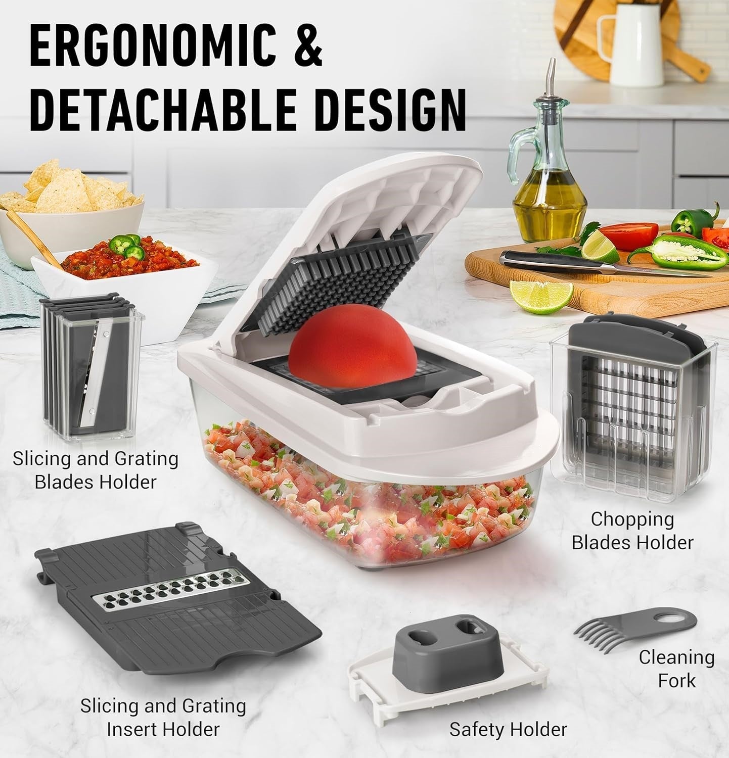 10-in-1 Vegetable Slicer with 8 Blades – Quick Cutting, Chopping, and Grating!