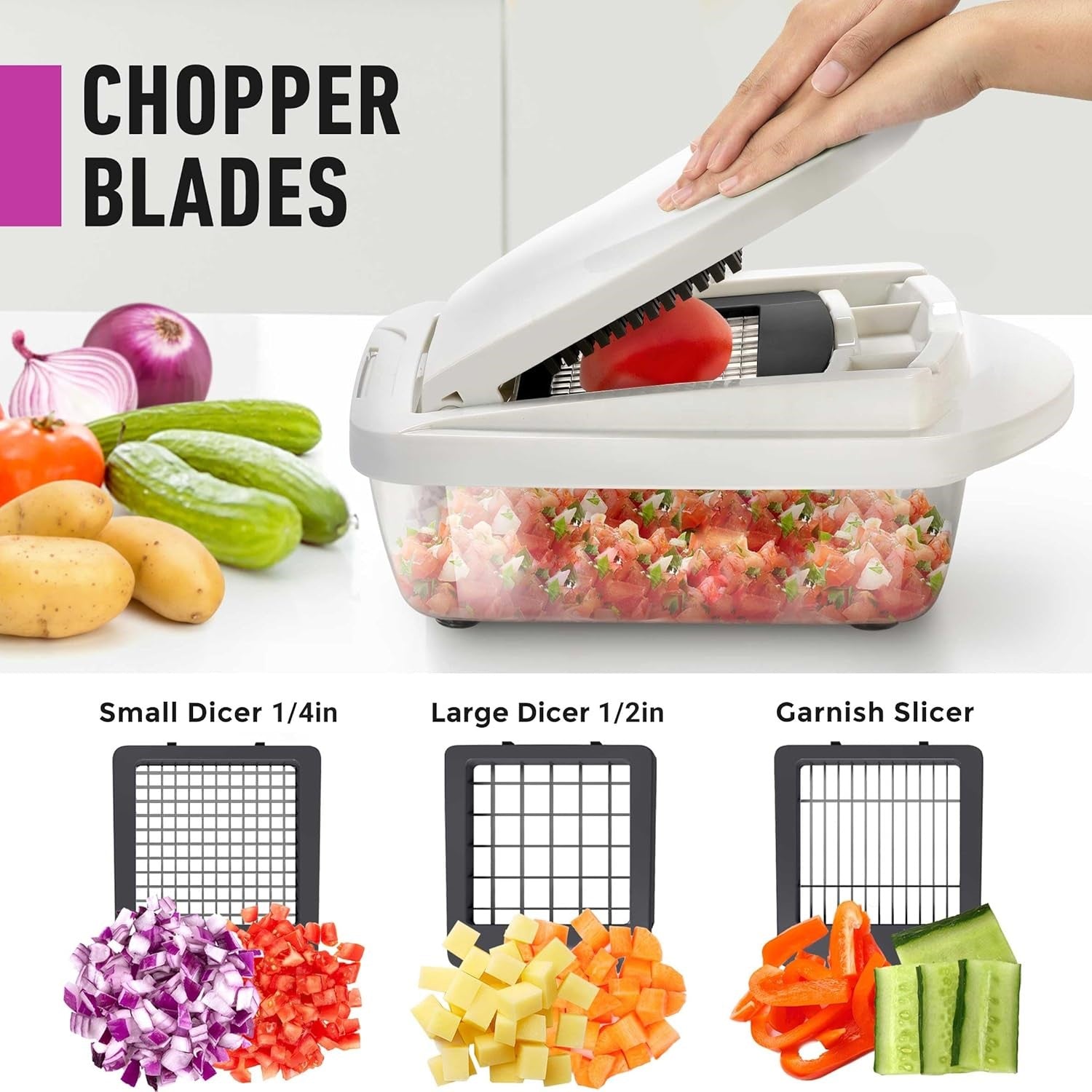 10-in-1 Vegetable Slicer with 8 Blades – Quick Cutting, Chopping, and Grating!