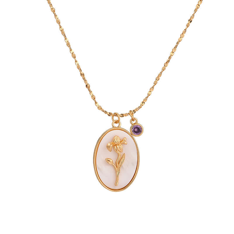 Birthstone and Birth Flower Necklace – Aurora