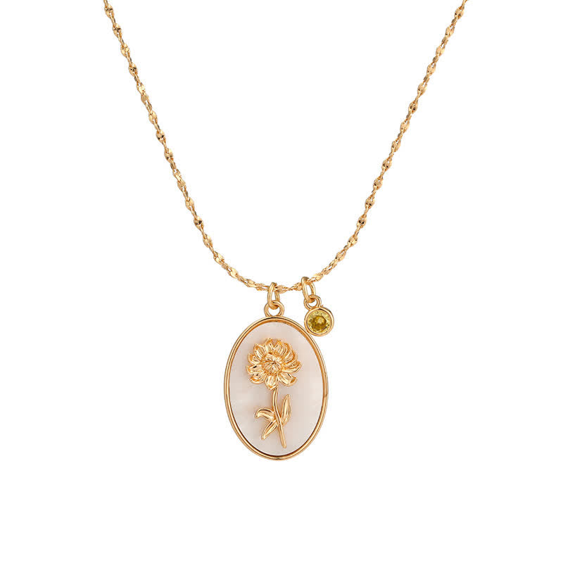 Birthstone and Birth Flower Necklace – Aurora