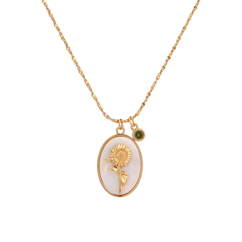 Birthstone and Birth Flower Necklace – Aurora
