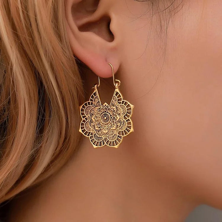 Golden/Silver Lotus Mandala Earrings – Isolde