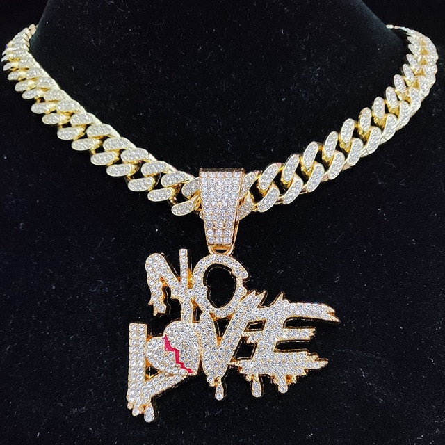 Sterling Mystique | Hip Hop Cuban Chains NO LOVE Necklace