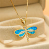 Golden Dragonfly Necklace with Opal – Isolde