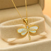 Golden Dragonfly Necklace with Opal – Isolde