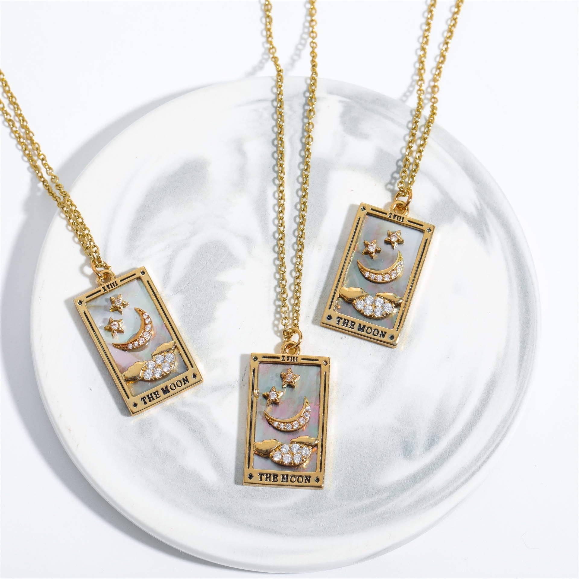 Zirconia Gold-Plated Tarot Drop Pendant Necklace – Amara