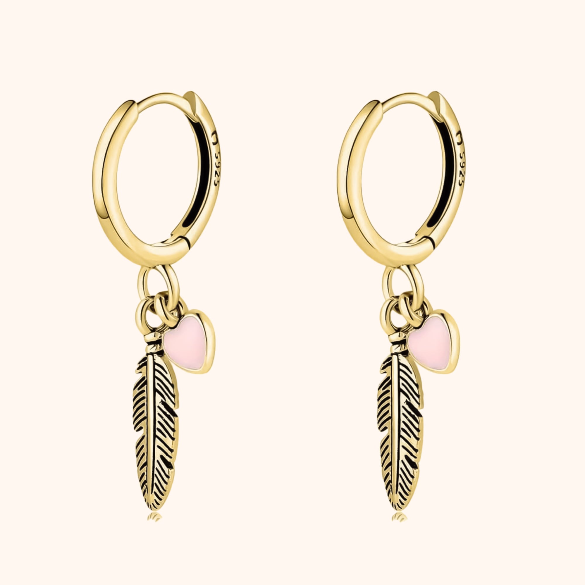 Hoop Earrings with a Loving Feather and Heart – Althea