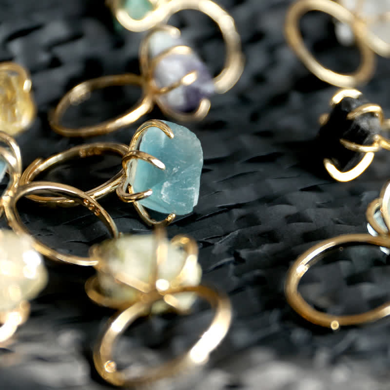 Six-Claw Adjustable Ring with Natural Crystal – Liora