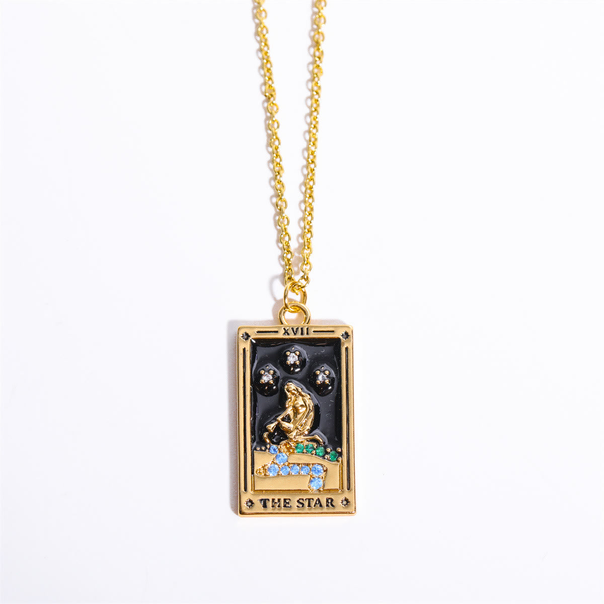 Zirconia Gold-Plated Tarot Drop Pendant Necklace – Amara