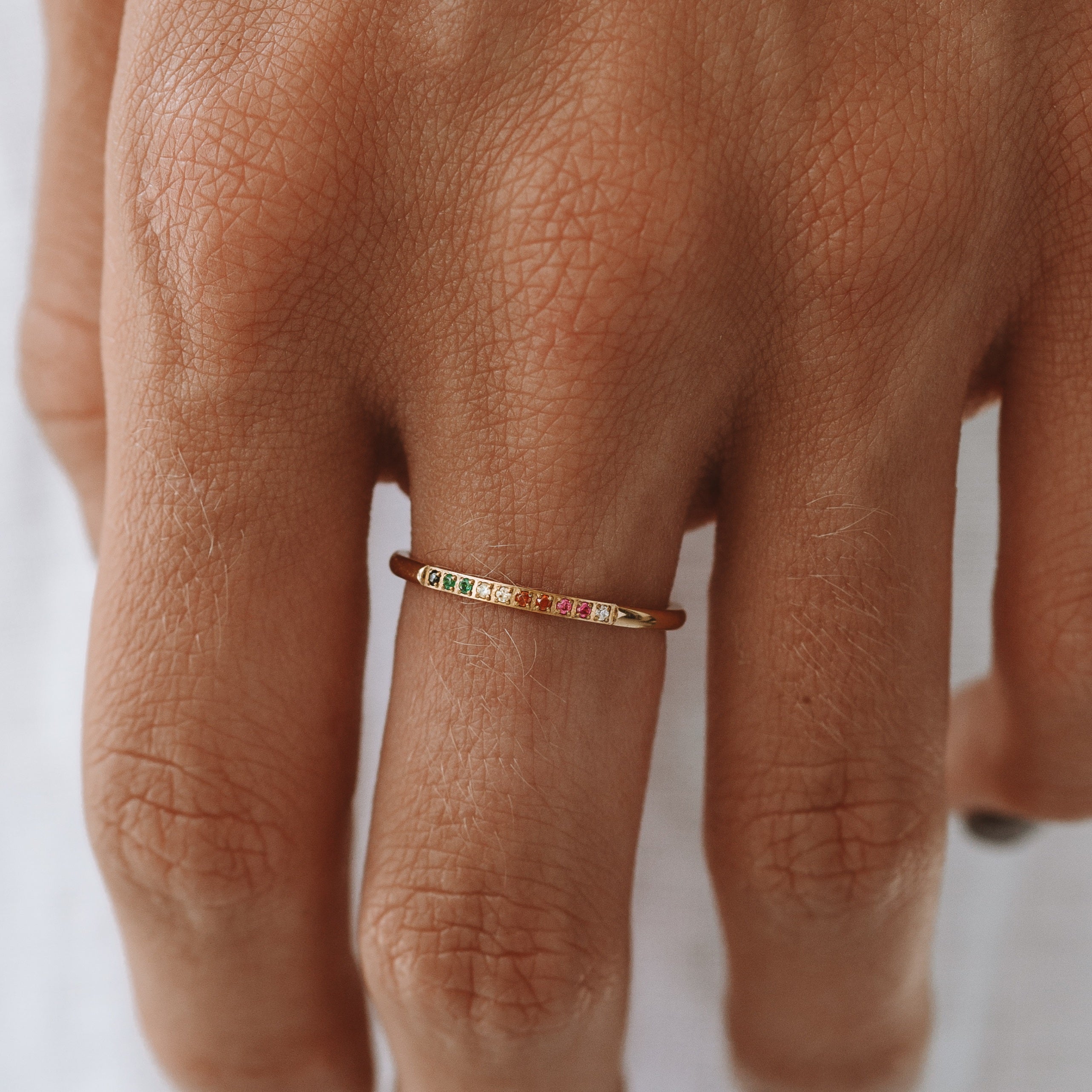 Golden Ring with Colourful Stones – Solene