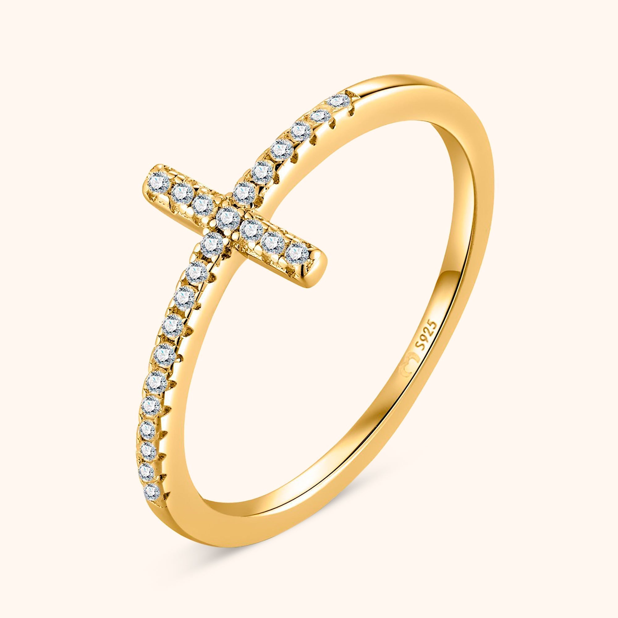 Stylish Ring with Zirconia Cross – Faith