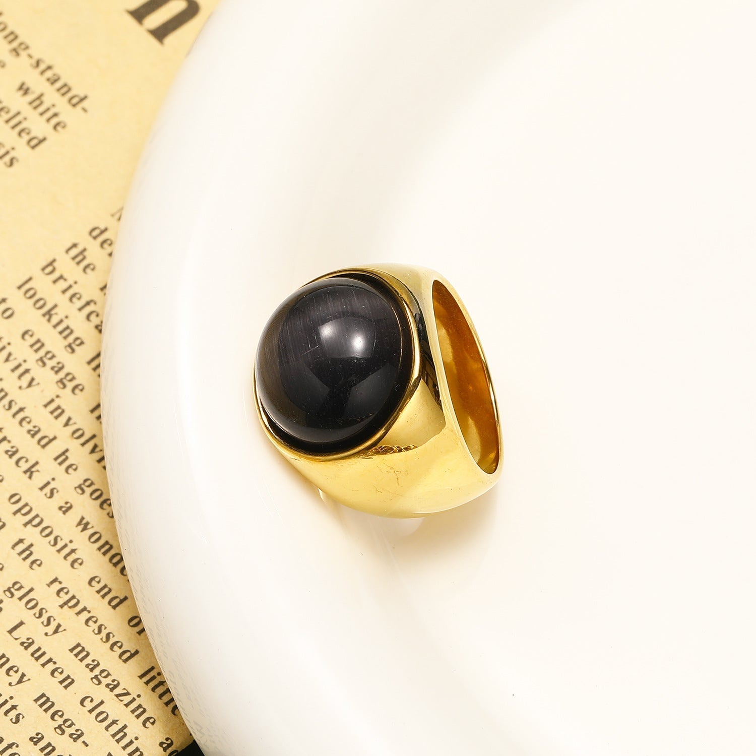 Large Cat's Eye Gemstone Ring – Liora