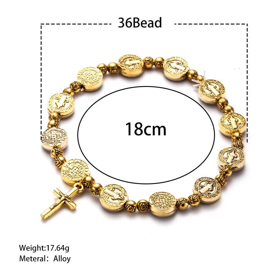 Gold and Silver Coloured Christian Cross Bracelet – Solana