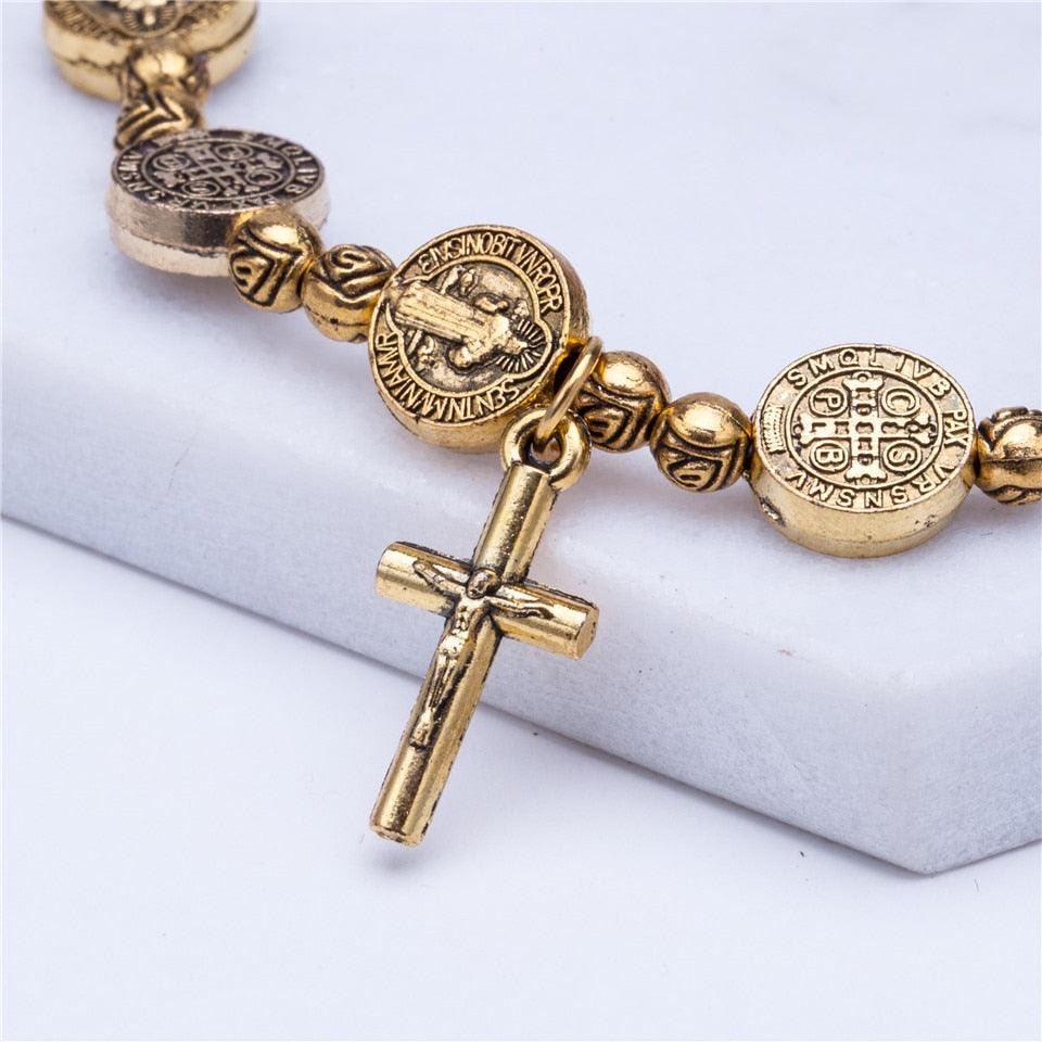 Gold and Silver Coloured Christian Cross Bracelet – Solana