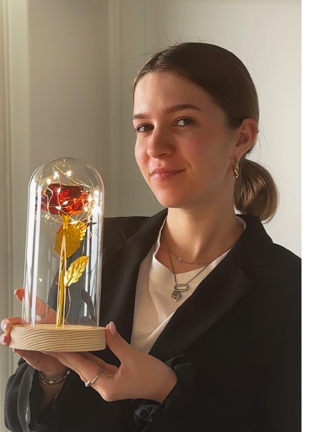 Eternal Rose | Golden Rose in Glass Dome with LED Lighting