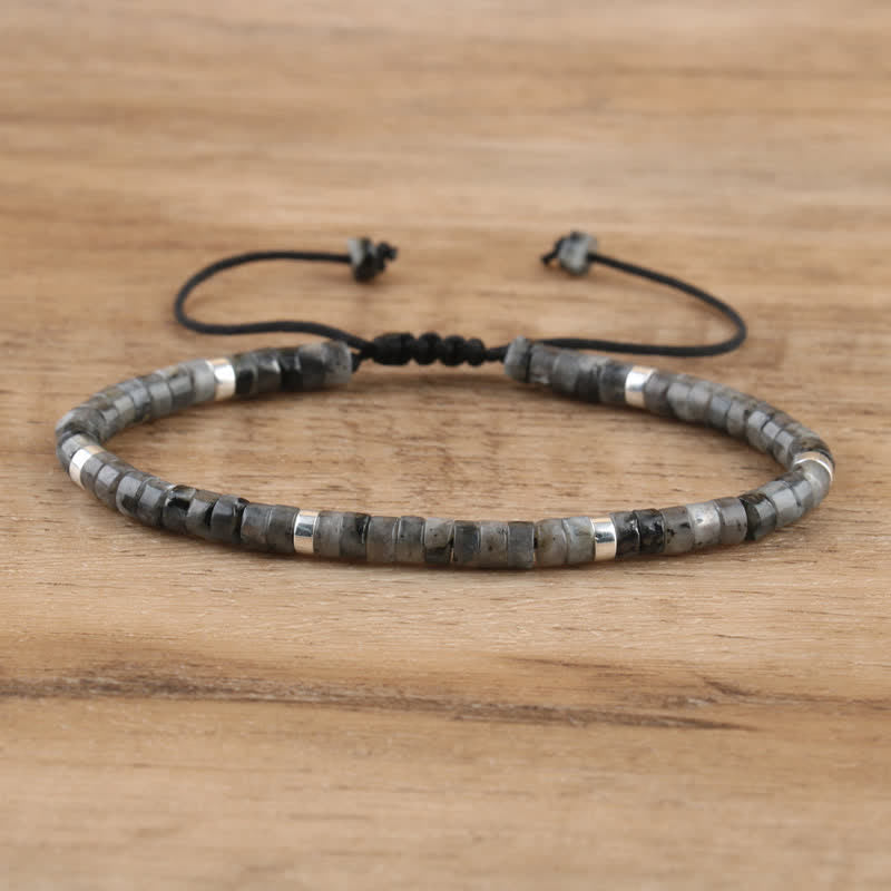 Braided Bracelet with 2.4 mm Natural Stone Beads – Seraphina