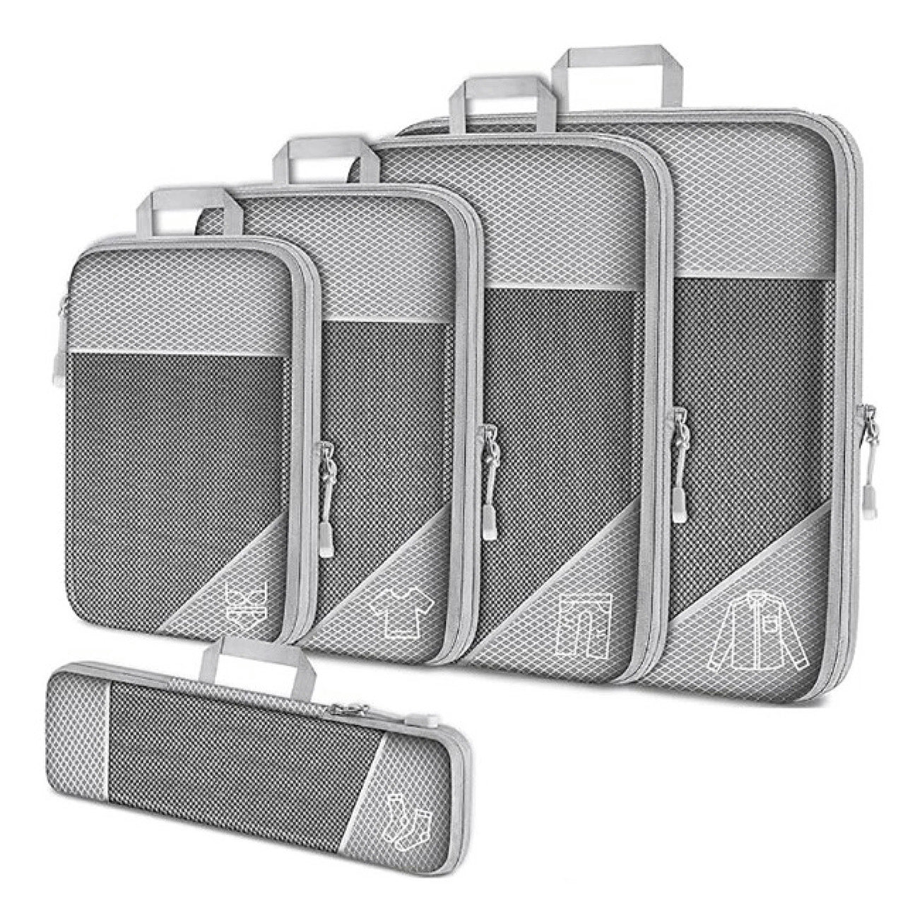 Compression Travel Organisers | Smart Packing Solution | Space-Saving Travel Cubes | Perfect for Holidays & Business Trips | 5-Piece Set | Lightweight & Durable | Maximum Space Saving | Adventurous Travel Companions