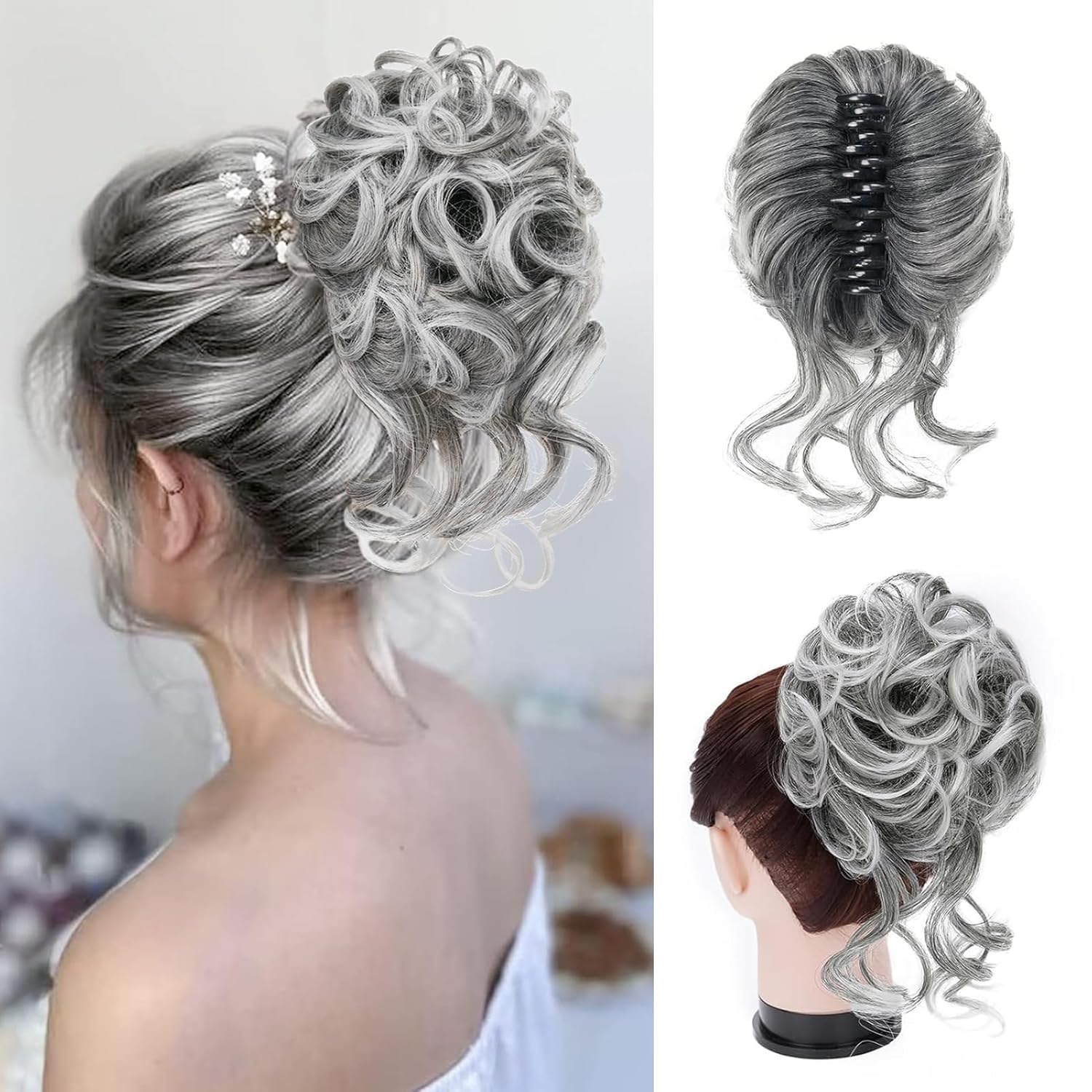 Clip with Hair Extension for Twisted Bun – CurlClip