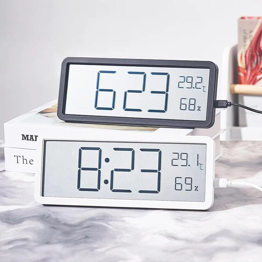 Large Digital Wall Clock - LED Display with Temperature