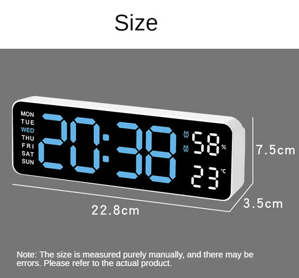 Large Digital Alarm Clock | Multifunctional Display | USB Powered