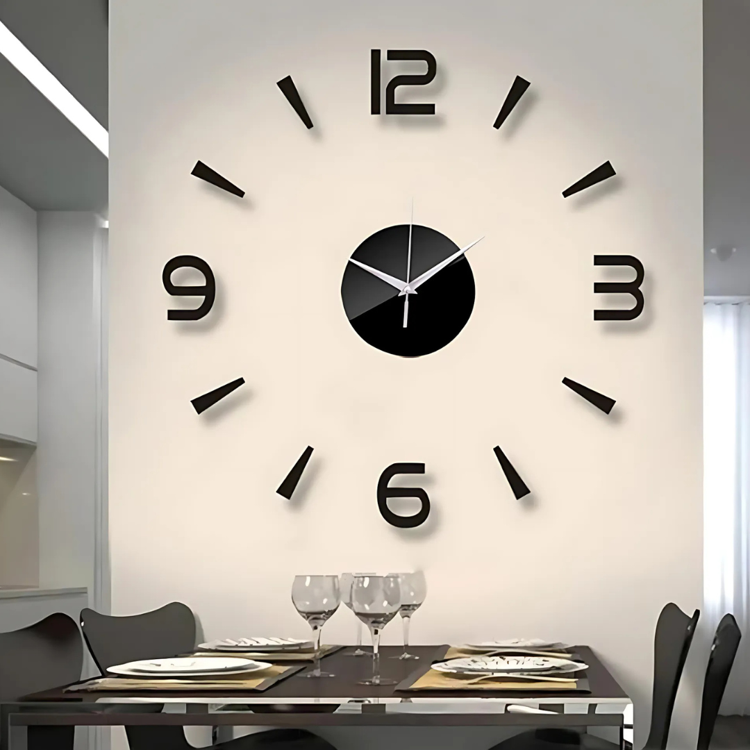 Chrona - Large Modern Wall Clock Black