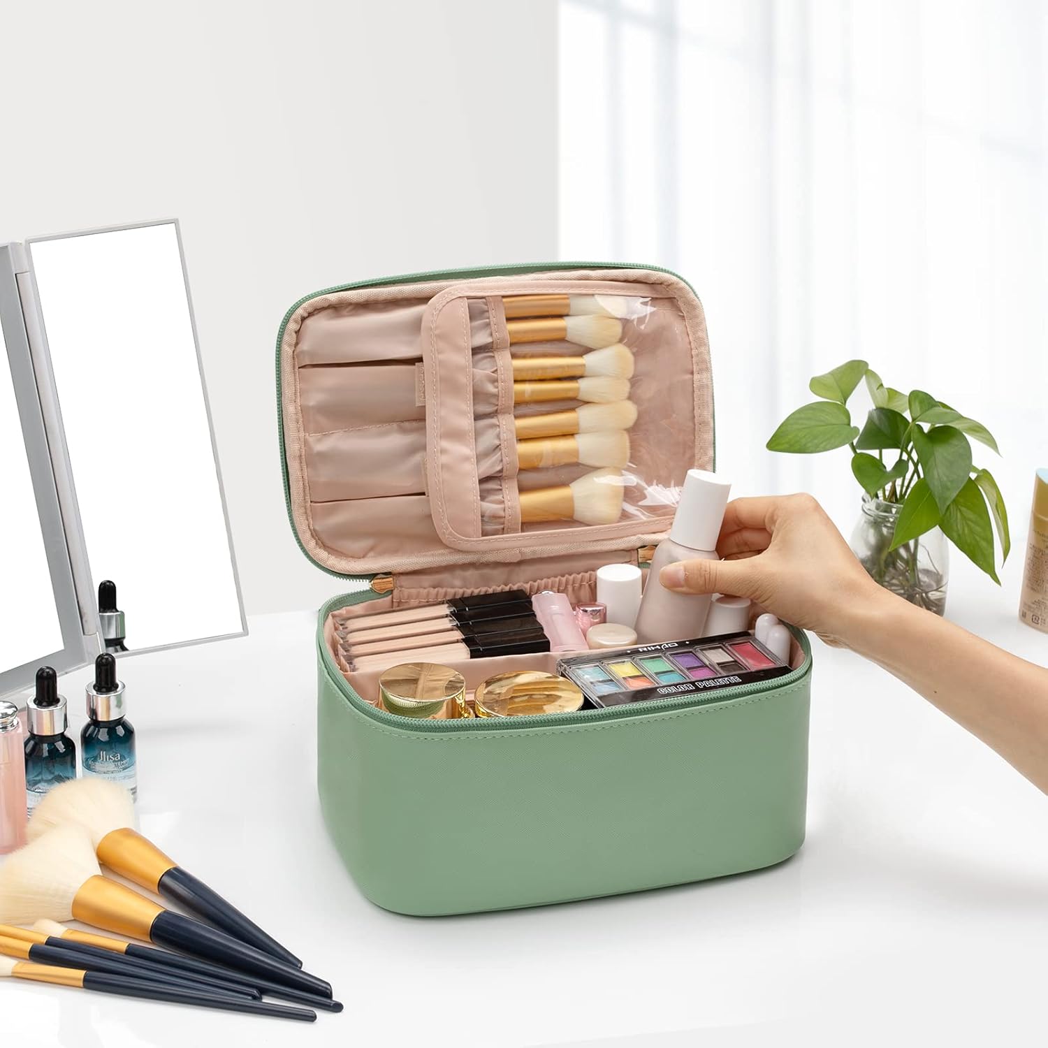 Travel-Friendly Makeup Organizer with Dividers