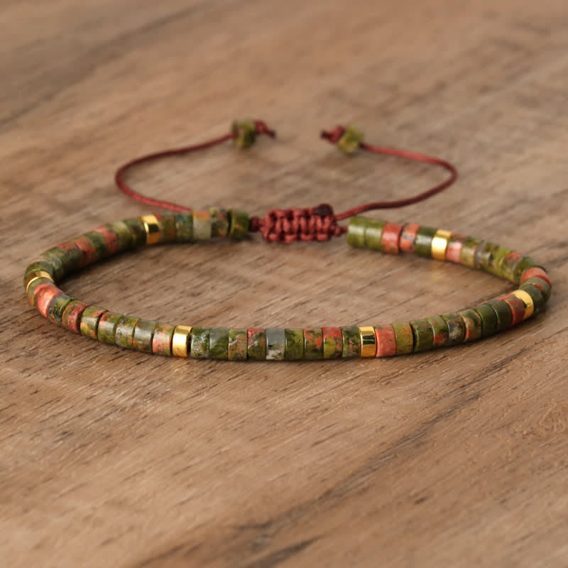 Braided Bracelet with 2.4 mm Natural Stone Beads – Seraphina
