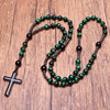 Tiger's Eye and Lapis Lazuli Cross Rosary Necklace for Men – Orion
