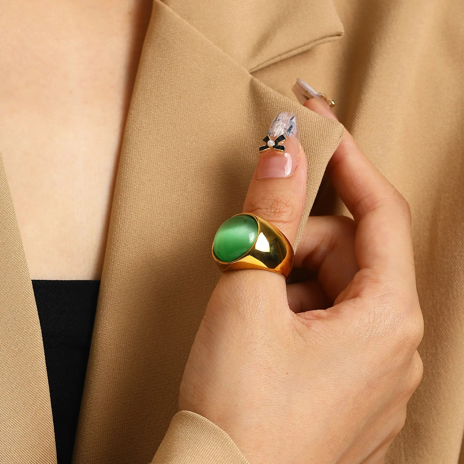 Large Cat's Eye Gemstone Ring – Liora