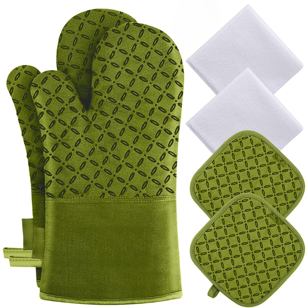 6-Piece Heat-Resistant Oven Glove and Pot Holder Set