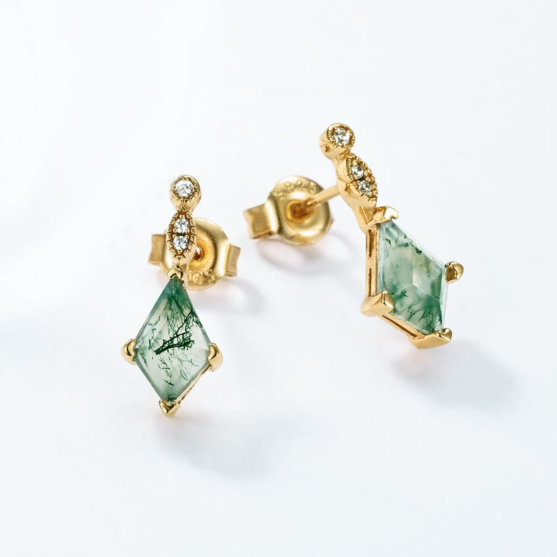 Moss Agate and White Zircon Jewellery Set – Lana