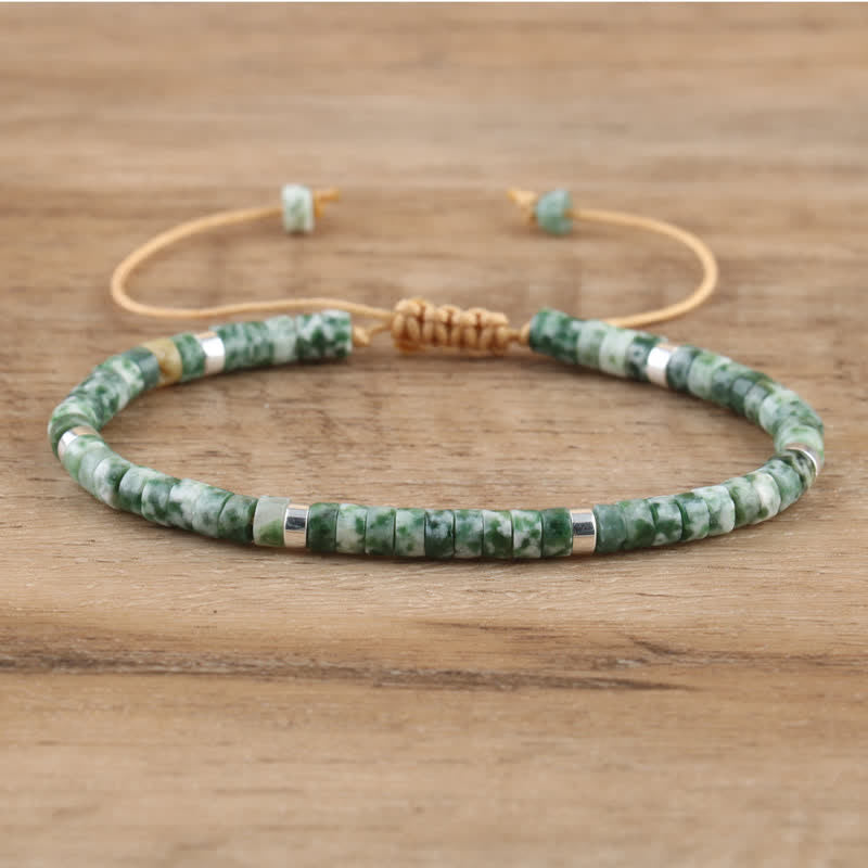 Braided Bracelet with 2.4 mm Natural Stone Beads – Seraphina