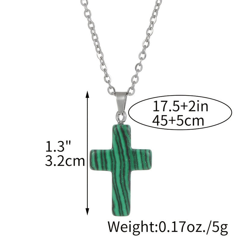 Necklace with Cross made of Natural Gemstones – Seraphina