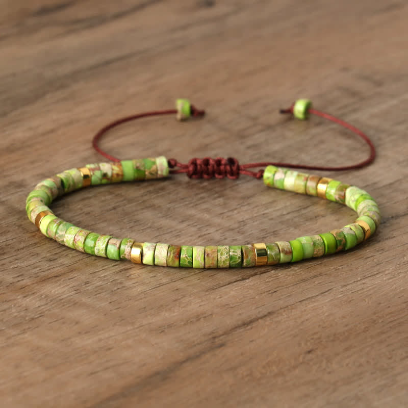 Braided Bracelet with 2.4 mm Natural Stone Beads – Seraphina