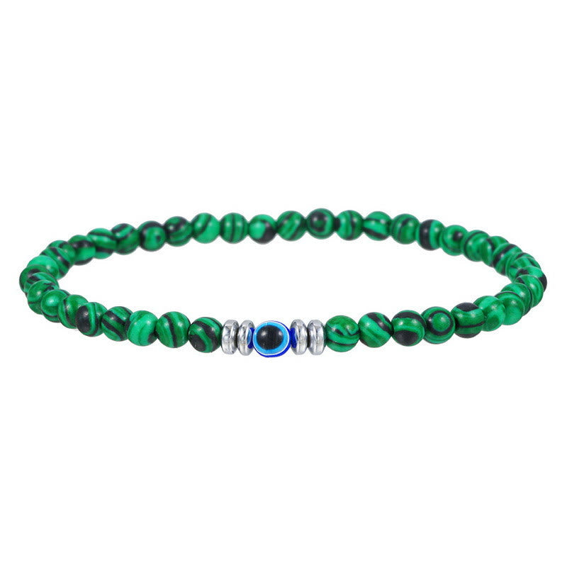 Men's Bracelet Made of 4 mm Natural Stone with Evil Eye Bead – Thor