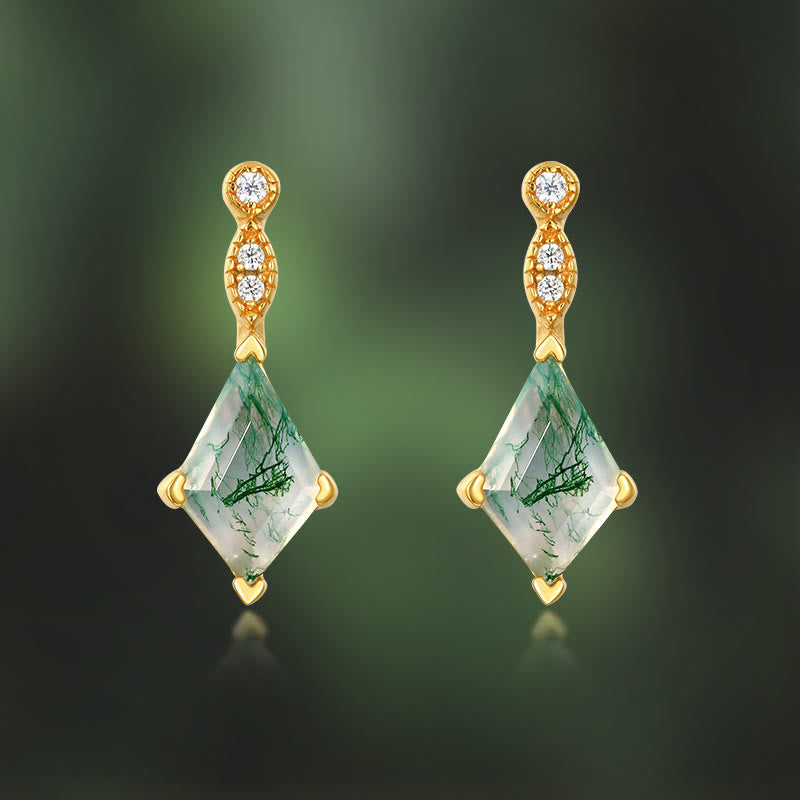 Moss Agate and White Zircon Jewellery Set – Lana