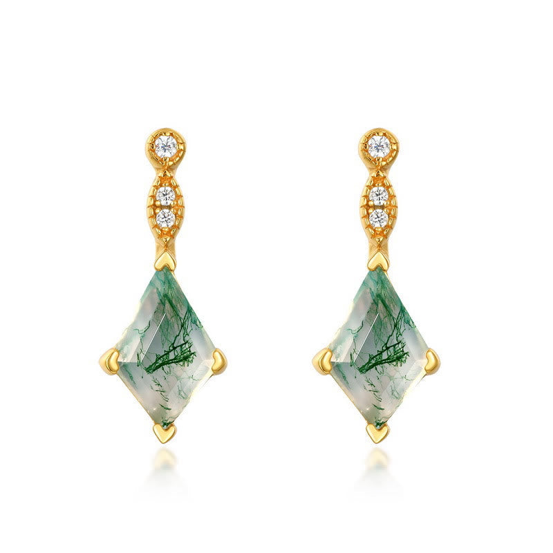 Moss Agate and White Zircon Jewellery Set – Lana