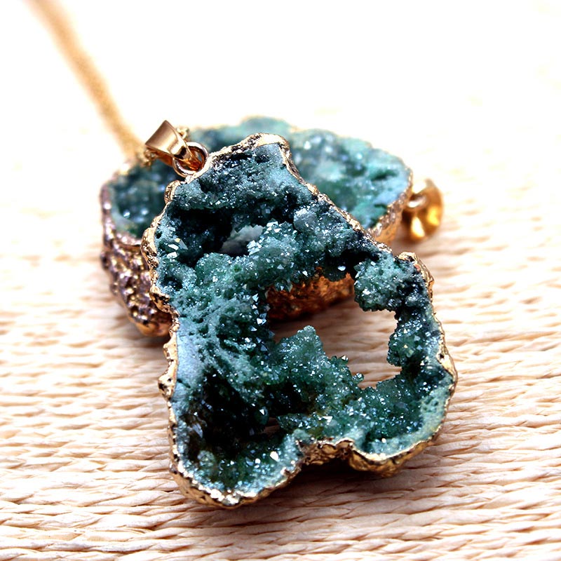 Natural Crystal Geode Pendant – Gaia