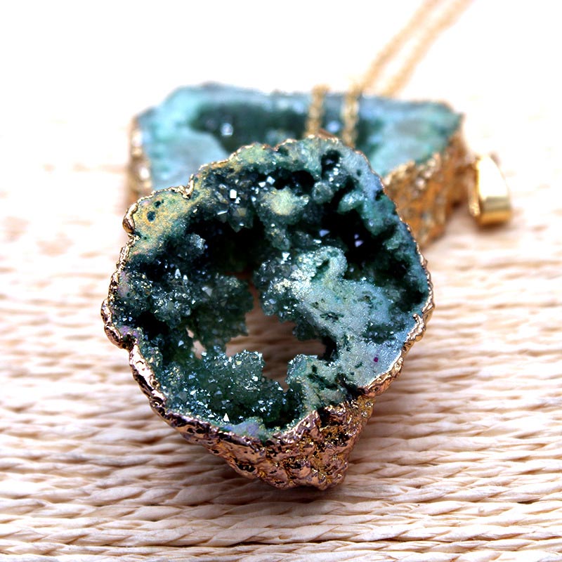 Natural Crystal Geode Pendant – Gaia