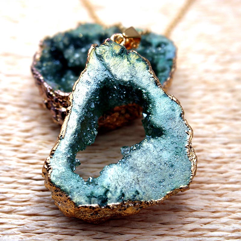 Natural Crystal Geode Pendant – Gaia