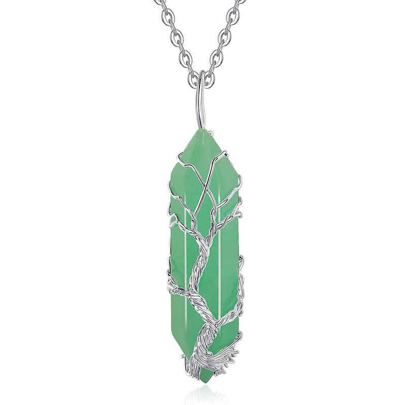 Stylish Crystal and Tree of Life Gemstone Necklace – Elara