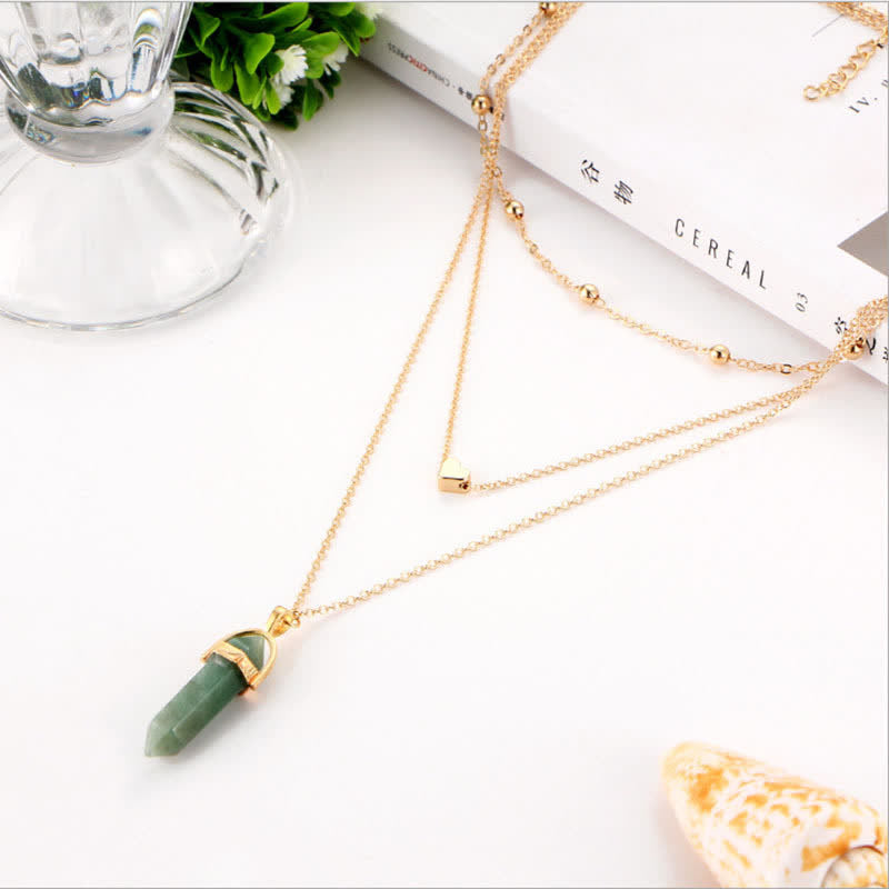 Natural Crystal Hexagon Gemstone Necklace – Aurora