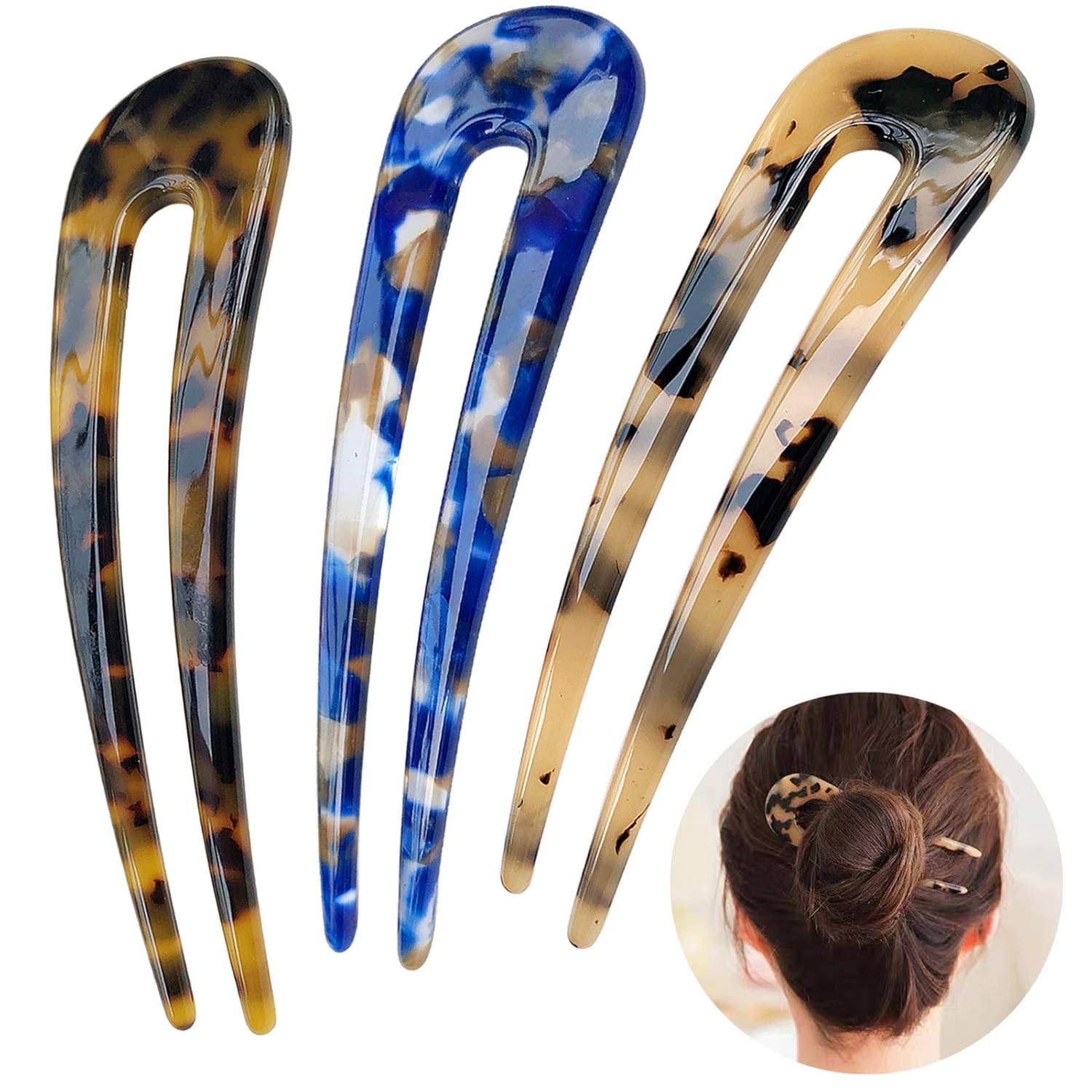 French Tortoiseshell Hairpins - U-Shaped Hairpins
