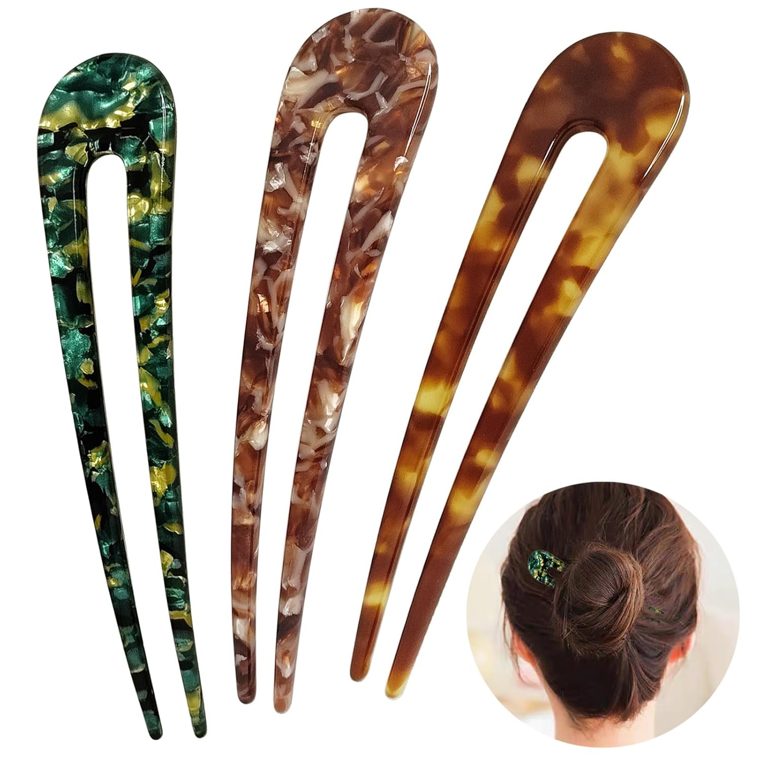 French Tortoiseshell Hairpins - U-Shaped Hairpins