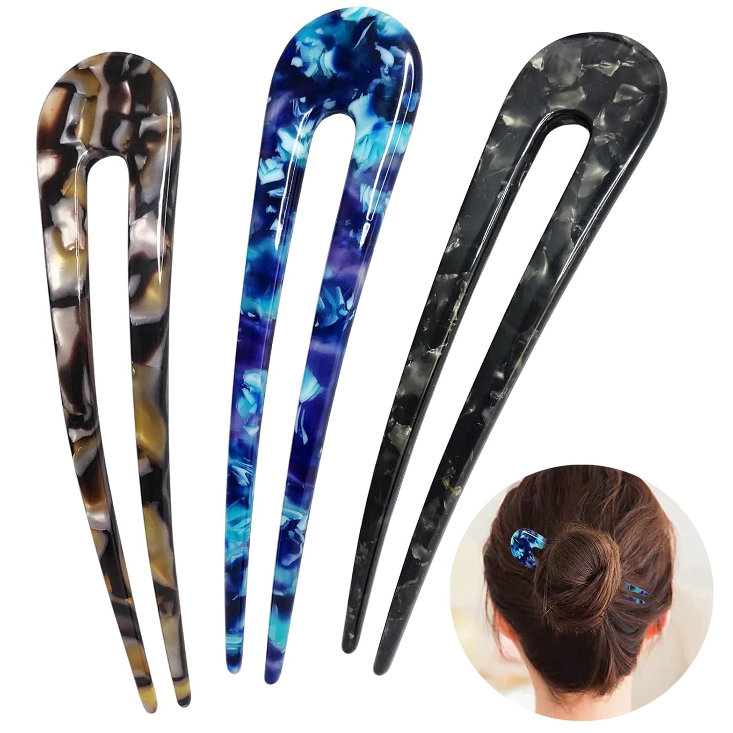 French Tortoiseshell Hairpins - U-Shaped Hairpins