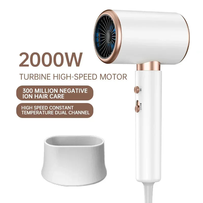 Professional Hair Dryer 2400W with Cool and Warm Air - Negative Ions - Powerful Hairdryer for Salon Results