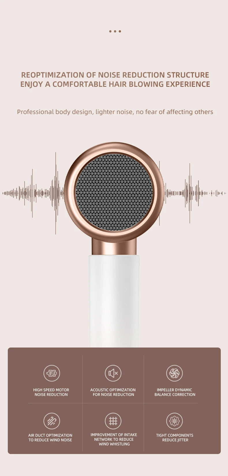 Professional Hair Dryer 2400W with Cool and Warm Air - Negative Ions - Powerful Hairdryer for Salon Results